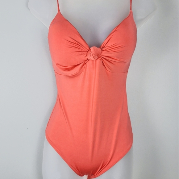 NWT Express Size XL Coral Knotted Front Bodysuit - Picture 1 of 8